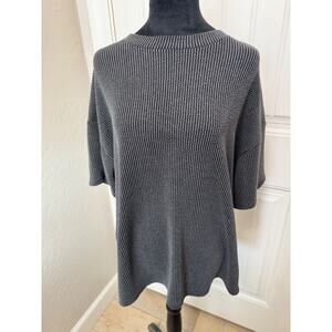 Timeless Brand Oversized Boxy Women's Short Sleeve Pullover (M) Dark Gray Comfy